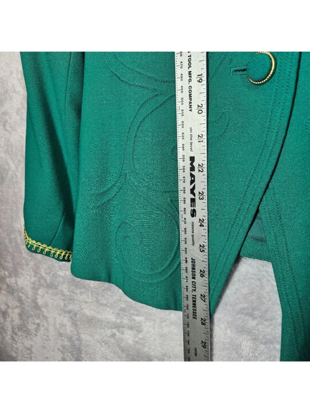 Kasper Womens 14 Green Embroidered Blazer Skirt Suit Set career formal